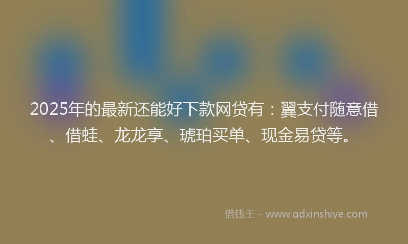 2025年的最新还能好下款网贷有：翼支付随意借、借蛙、龙龙享、琥珀买单、现金易贷等。