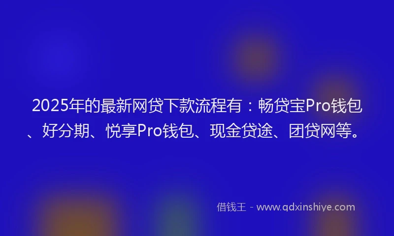 2025年的最新网贷下款流程有：畅贷宝Pro钱包、好分期、悦享Pro钱包、现金贷途、团贷网等。