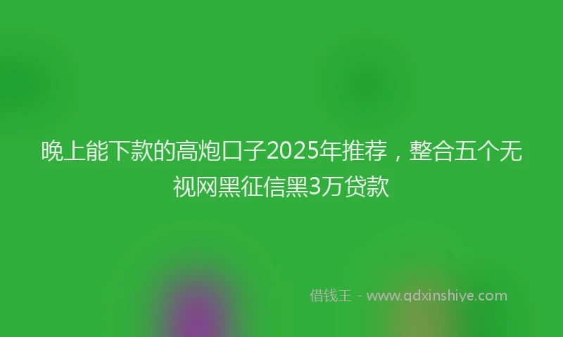晚上能下款的高炮口子2025年推荐，整合五个无视网黑征信黑3万贷款