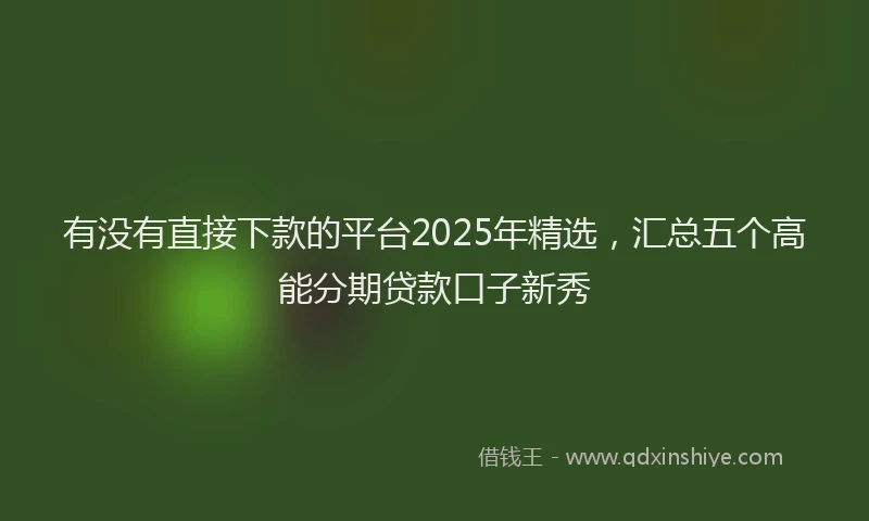 有没有直接下款的平台2025年精选，汇总五个高能分期贷款口子新秀