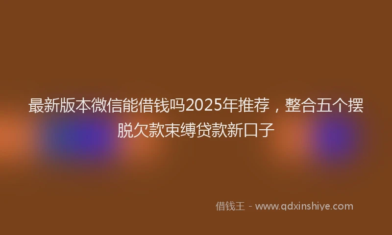 最新版本微信能借钱吗2025年推荐，整合五个摆脱欠款束缚贷款新口子