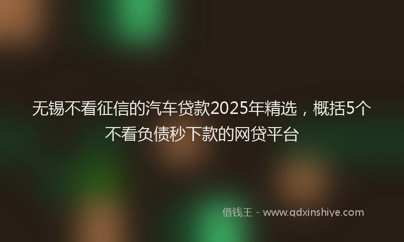 无锡不看征信的汽车贷款2025年精选，概括5个不看负债秒下款的网贷平台