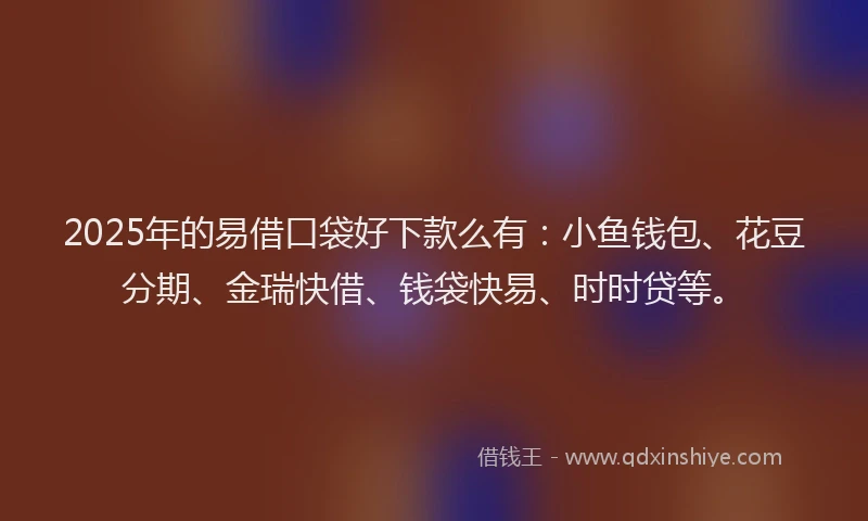 2025年的易借口袋好下款么有：小鱼钱包、花豆分期、金瑞快借、钱袋快易、时时贷等。