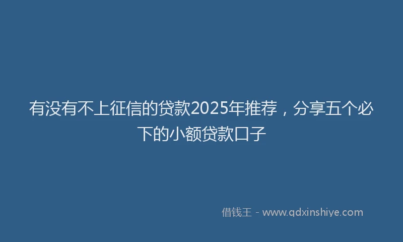 有没有不上征信的贷款2025年推荐，分享五个必下的小额贷款口子