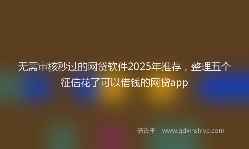无需审核秒过的网贷软件2025年推荐，整理五个征信花了可以借钱的网贷app