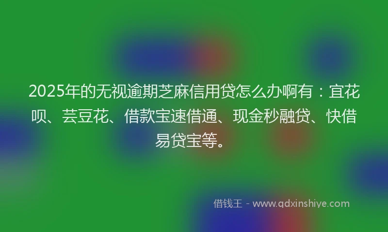 2025年的无视逾期芝麻信用贷怎么办啊有：宜花呗、芸豆花、借款宝速借通、现金秒融贷、快借易贷宝等。