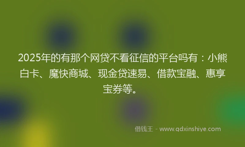 2025年的有那个网贷不看征信的平台吗有：小熊白卡、魔快商城、现金贷速易、借款宝融、惠享宝券等。