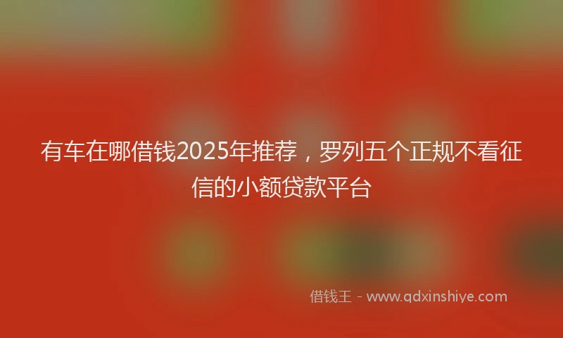 有车在哪借钱2025年推荐，罗列五个正规不看征信的小额贷款平台