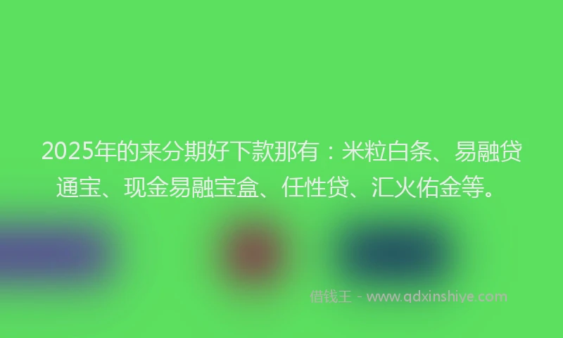2025年的来分期好下款那有：米粒白条、易融贷通宝、现金易融宝盒、任性贷、汇火佑金等。