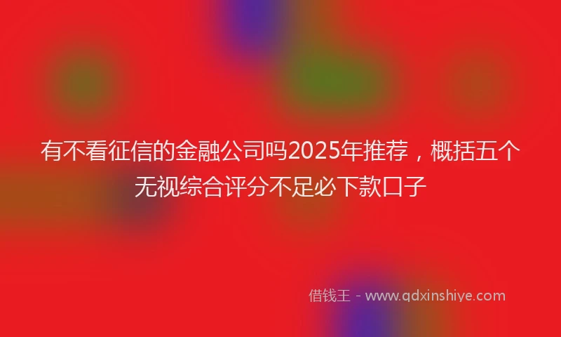有不看征信的金融公司吗2025年推荐，概括五个无视综合评分不足必下款口子