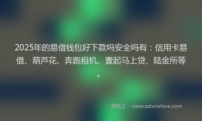 2025年的易借钱包好下款吗安全吗有：信用卡易借、葫芦花、奔跑租机、壹起马上贷、陆金所等。