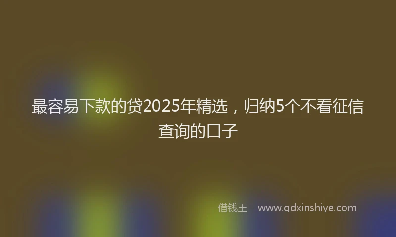 最容易下款的贷2025年精选，归纳5个不看征信查询的口子