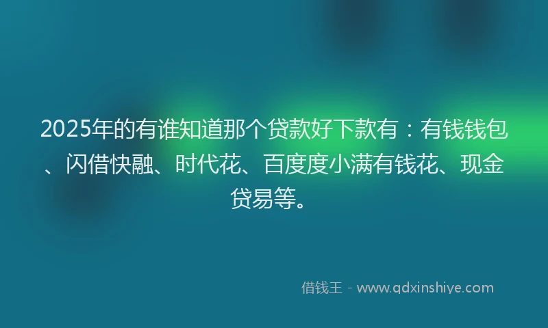 2025年的有谁知道那个贷款好下款有：有钱钱包、闪借快融、时代花、百度度小满有钱花、现金贷易等。