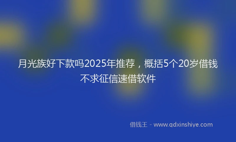 月光族好下款吗2025年推荐，概括5个20岁借钱不求征信速借软件