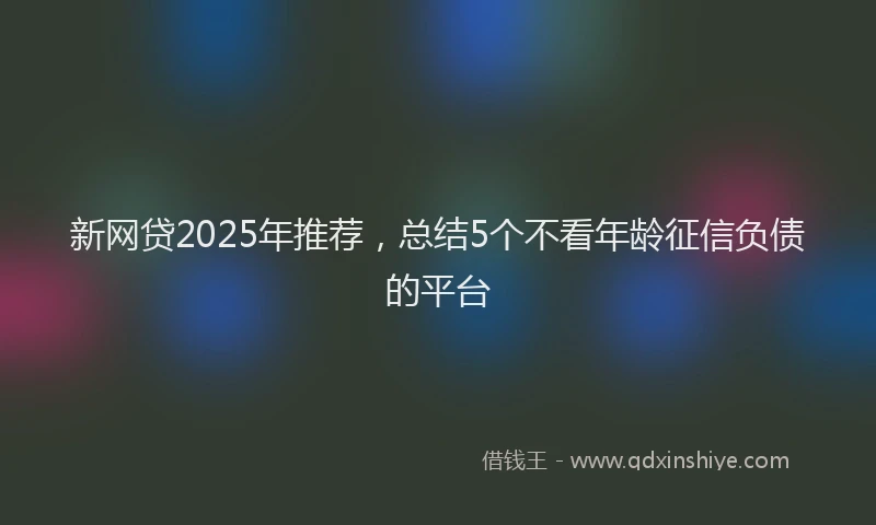 新网贷2025年推荐，总结5个不看年龄征信负债的平台