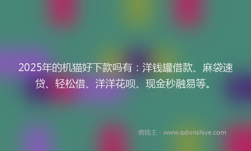 2025年的机猫好下款吗有：洋钱罐借款、麻袋速贷、轻松借、洋洋花呗、现金秒融易等。