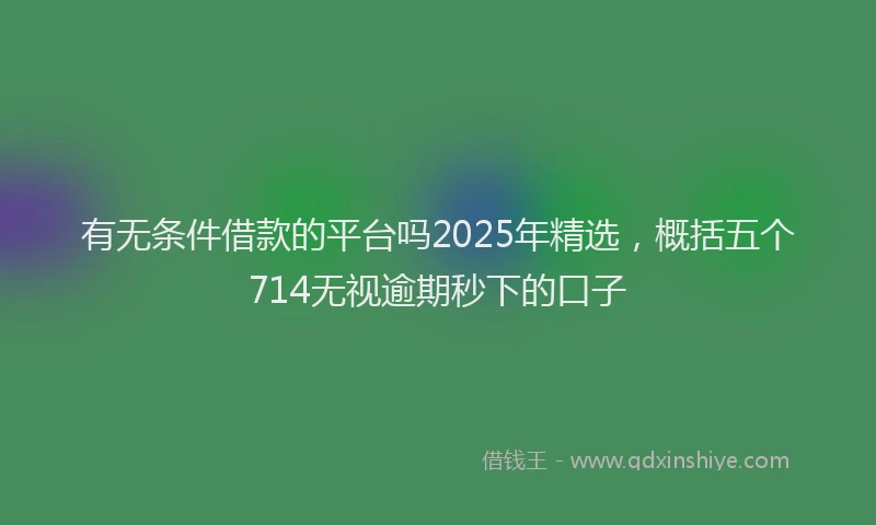 有无条件借款的平台吗2025年精选，概括五个714无视逾期秒下的口子