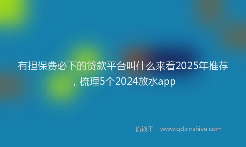 有担保费必下的贷款平台叫什么来着2025年推荐，梳理5个2024放水app