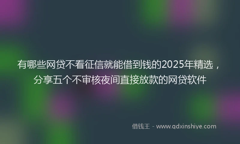 有哪些网贷不看征信就能借到钱的2025年精选，分享五个不审核夜间直接放款的网贷软件