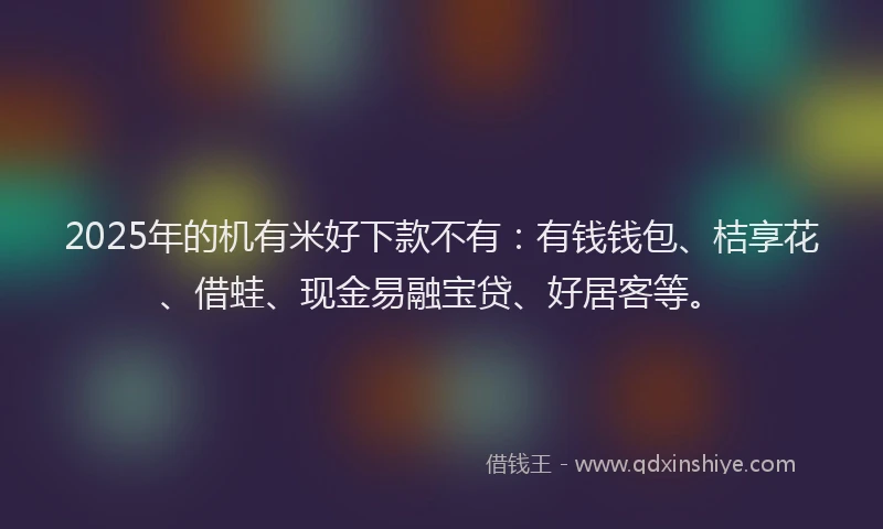 2025年的机有米好下款不有：有钱钱包、桔享花、借蛙、现金易融宝贷、好居客等。