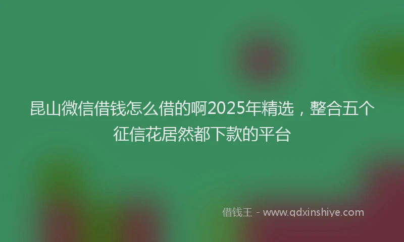 昆山微信借钱怎么借的啊2025年精选，整合五个征信花居然都下款的平台