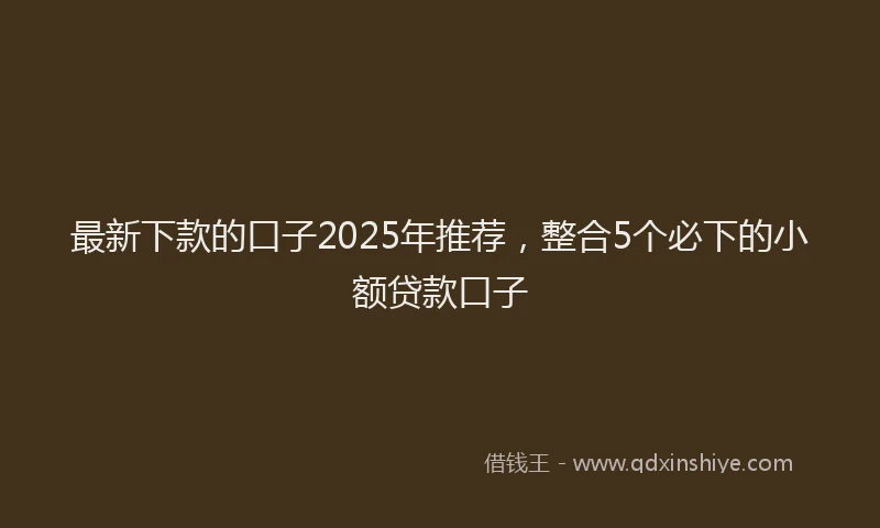 最新下款的口子2025年推荐，整合5个必下的小额贷款口子