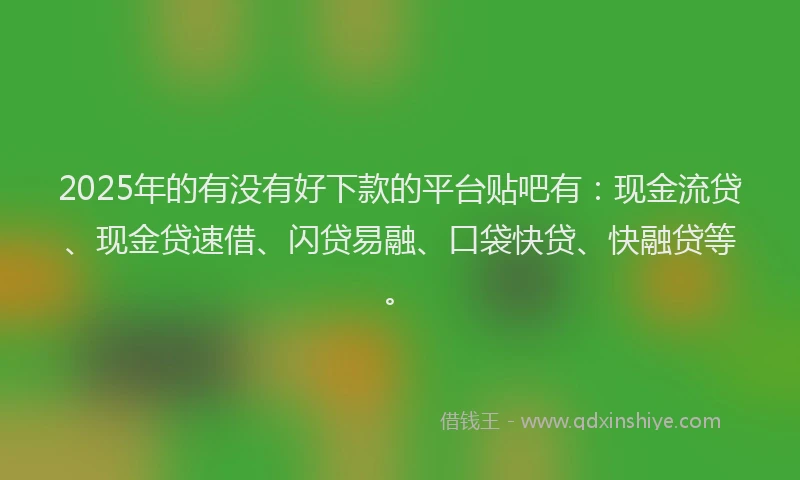 2025年的有没有好下款的平台贴吧有：现金流贷、现金贷速借、闪贷易融、口袋快贷、快融贷等。