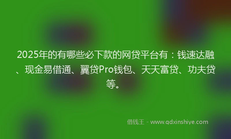 2025年的有哪些必下款的网贷平台有：钱速达融、现金易借通、翼贷Pro钱包、天天富贷、功夫贷等。