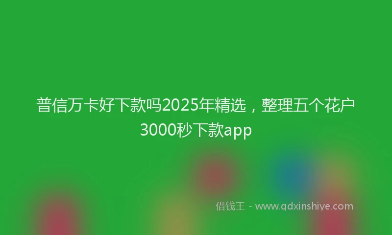 普信万卡好下款吗2025年精选，整理五个花户3000秒下款app