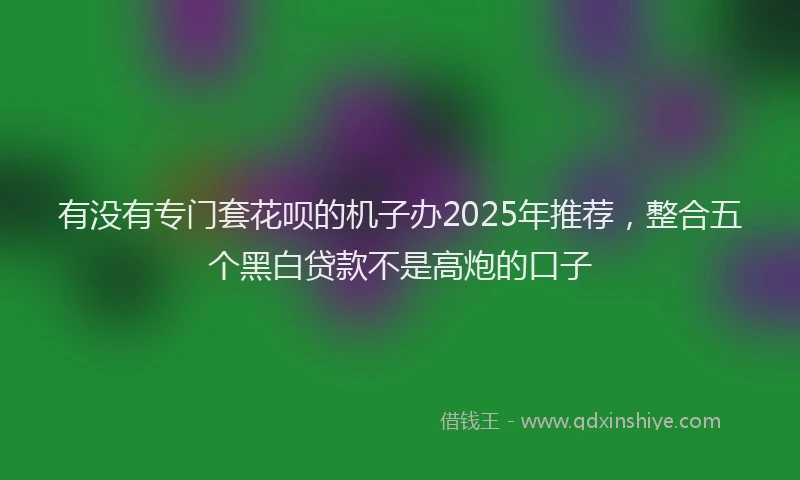 有没有专门套花呗的机子办2025年推荐，整合五个黑白贷款不是高炮的口子