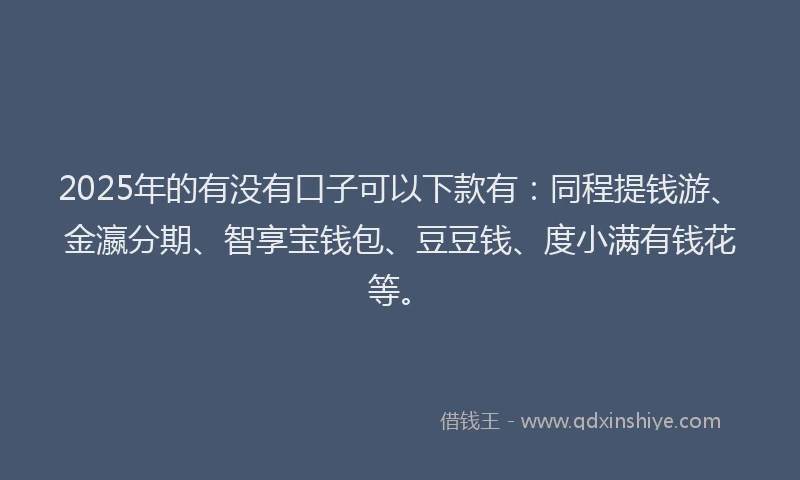 2025年的有没有口子可以下款有：同程提钱游、金瀛分期、智享宝钱包、豆豆钱、度小满有钱花等。