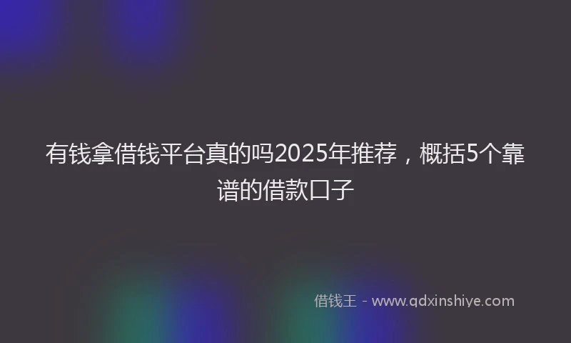 有钱拿借钱平台真的吗2025年推荐，概括5个靠谱的借款口子