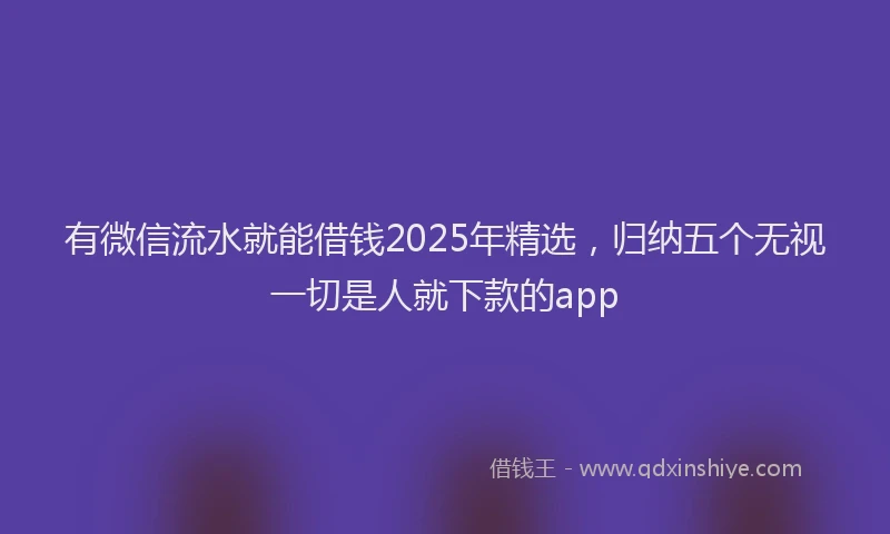 有微信流水就能借钱2025年精选，归纳五个无视一切是人就下款的app