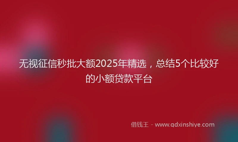 无视征信秒批大额2025年精选，总结5个比较好的小额贷款平台
