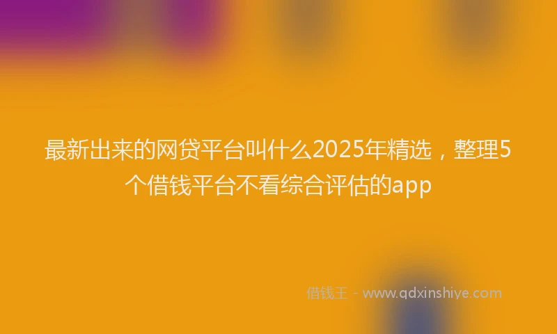 最新出来的网贷平台叫什么2025年精选，整理5个借钱平台不看综合评估的app