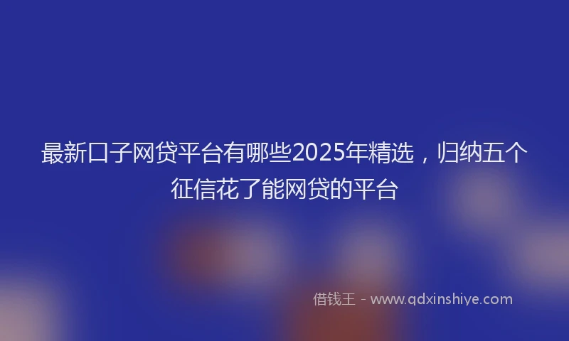 最新口子网贷平台有哪些2025年精选，归纳五个征信花了能网贷的平台