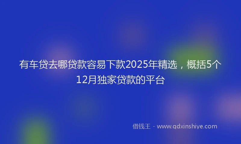 有车贷去哪贷款容易下款2025年精选，概括5个12月独家贷款的平台