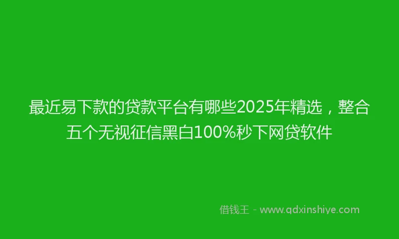 最近易下款的贷款平台有哪些2025年精选，整合五个无视征信黑白100%秒下网贷软件