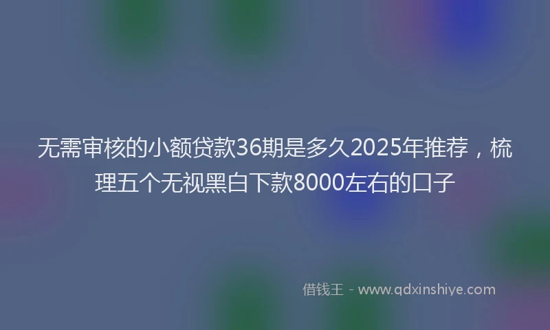 无需审核的小额贷款36期是多久2025年推荐，梳理五个无视黑白下款8000左右的口子