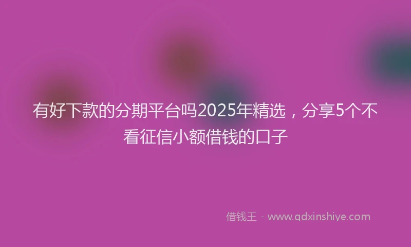 有好下款的分期平台吗2025年精选，分享5个不看征信小额借钱的口子