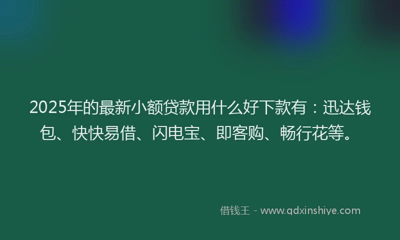 2025年的最新小额贷款用什么好下款有：迅达钱包、快快易借、闪电宝、即客购、畅行花等。