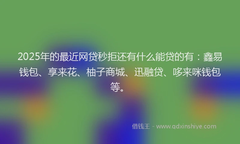 2025年的最近网贷秒拒还有什么能贷的有：鑫易钱包、享来花、柚子商城、迅融贷、哆来咪钱包等。