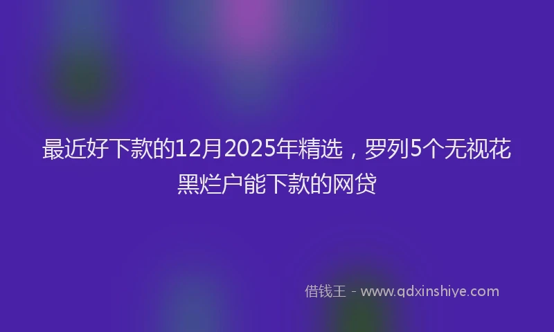 最近好下款的12月2025年精选，罗列5个无视花黑烂户能下款的网贷