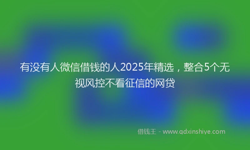 有没有人微信借钱的人2025年精选，整合5个无视风控不看征信的网贷