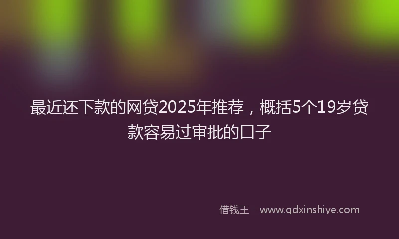 最近还下款的网贷2025年推荐，概括5个19岁贷款容易过审批的口子