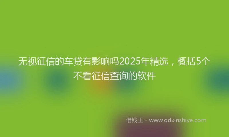无视征信的车贷有影响吗2025年精选，概括5个不看征信查询的软件