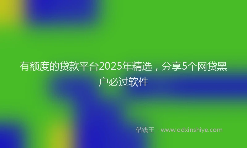 有额度的贷款平台2025年精选，分享5个网贷黑户必过软件