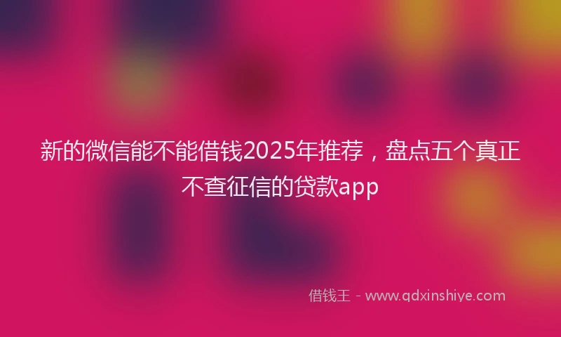 新的微信能不能借钱2025年推荐，盘点五个真正不查征信的贷款app