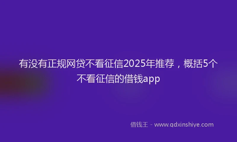 有没有正规网贷不看征信2025年推荐，概括5个不看征信的借钱app