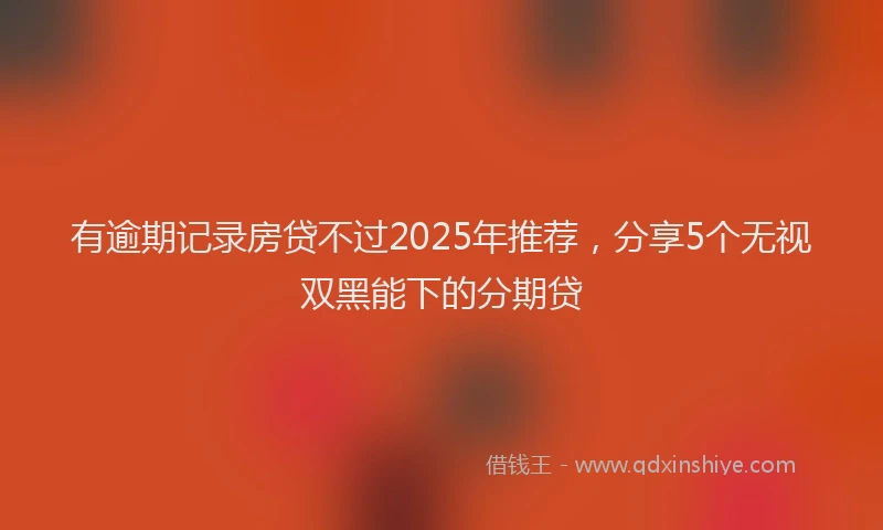有逾期记录房贷不过2025年推荐，分享5个无视双黑能下的分期贷